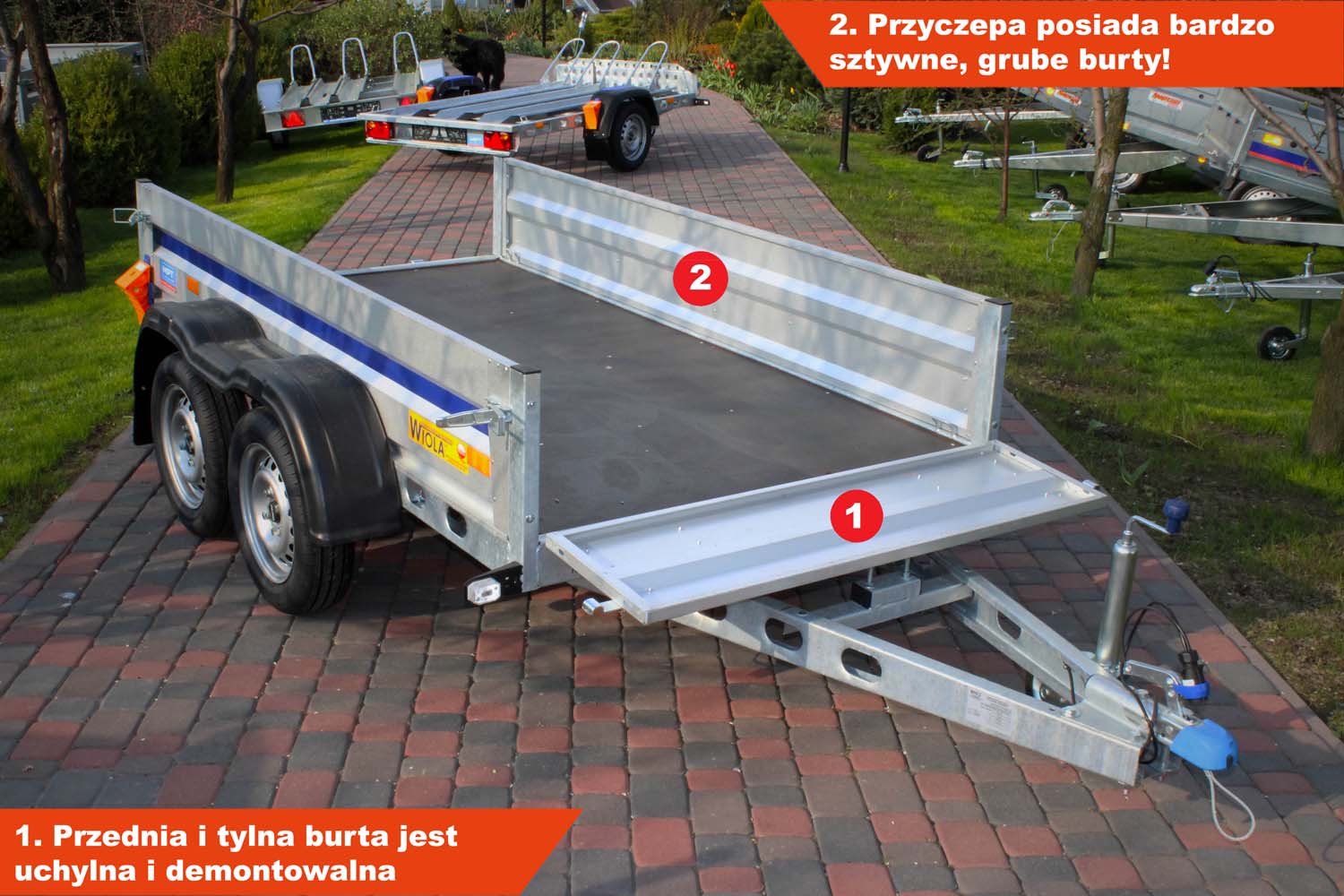 Przyczepka dwuosiowa Wiola Krakus Plus 252x132x38 cm