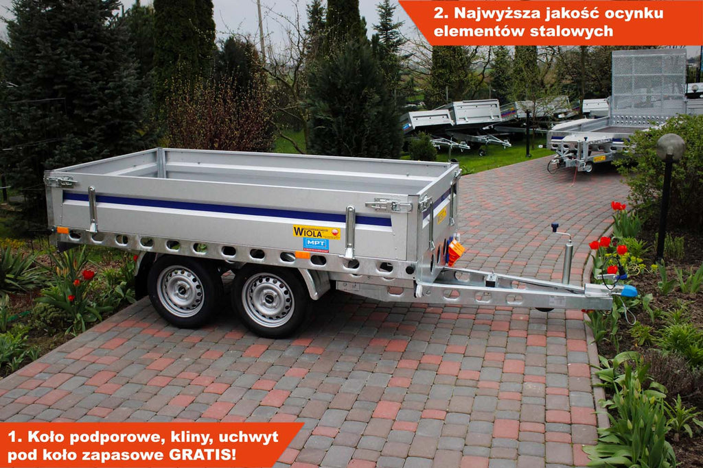 Przyczepka Wiola Krakus Plus 252x132x38 cm Koła pod spodem