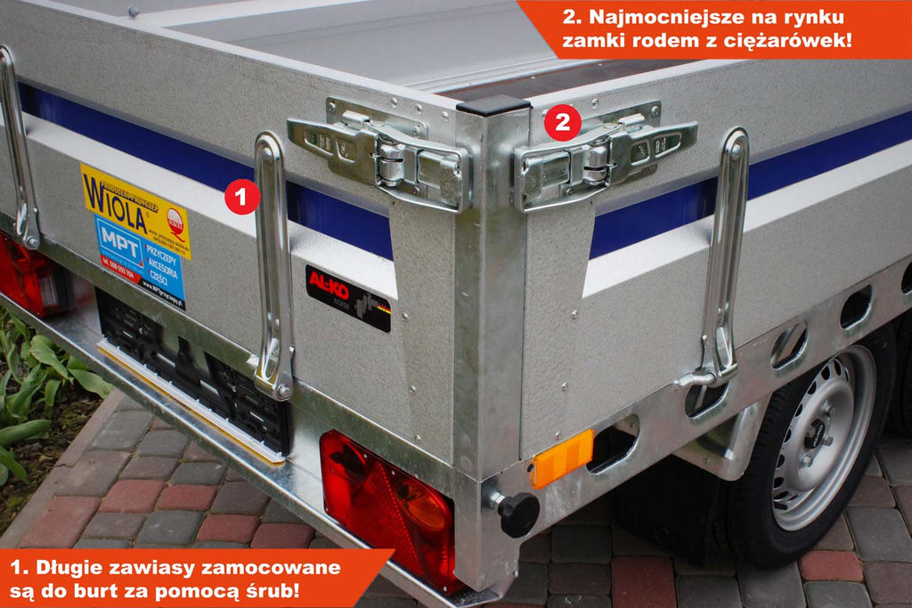 Przyczepka Wiola Krakus Plus 252x132x38 cm Koła pod spodem