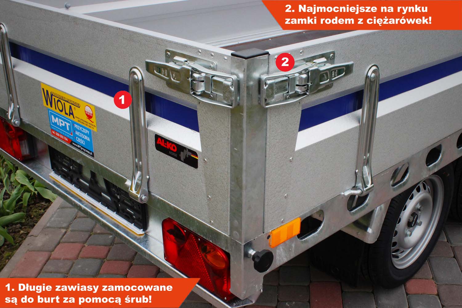 Przyczepka Wiola Krakus Plus 252x132x38 cm Koła pod spodem