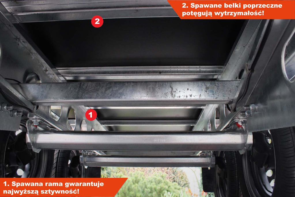 Przyczepka Wiola Krakus Plus 252x132x38 cm Koła pod spodem