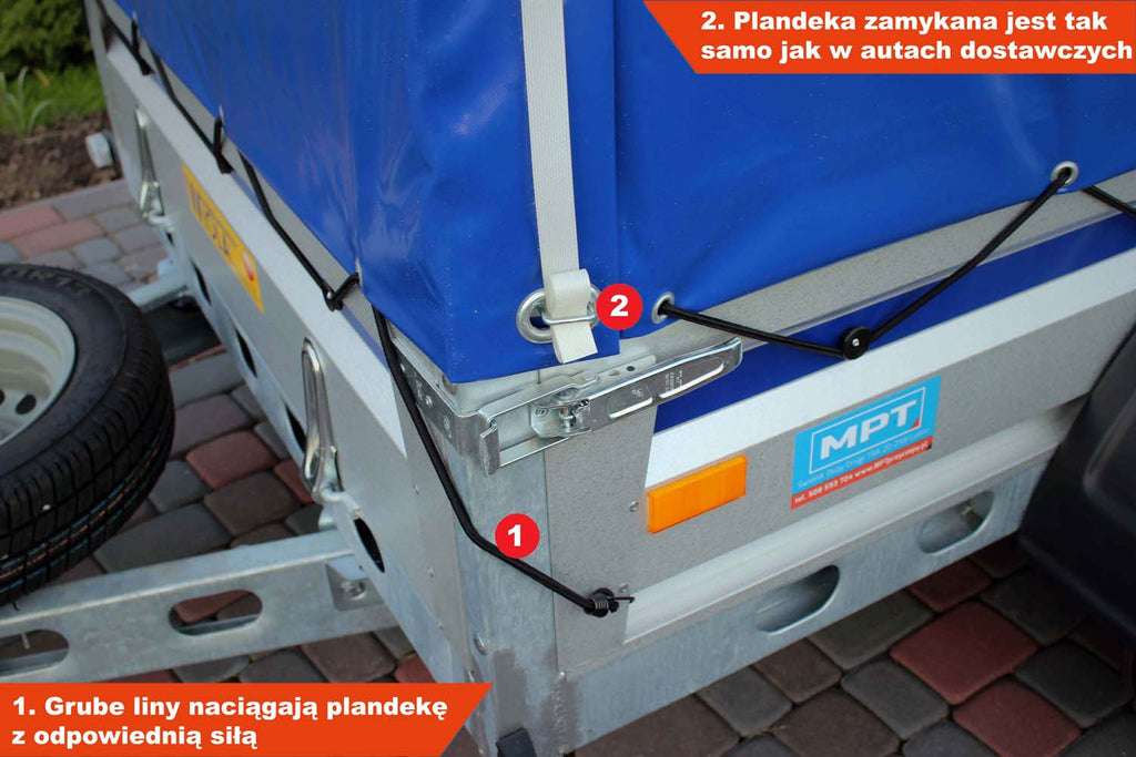 Przyczepka Wiola Krakus Plus 252x132x38 cm Tandem Plandeka 120 cm