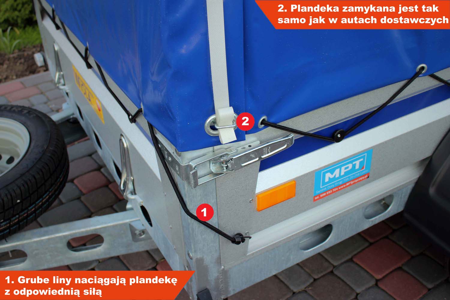 Przyczepka Wiola Krakus Plus 252x132x38 cm Tandem Plandeka 120 cm