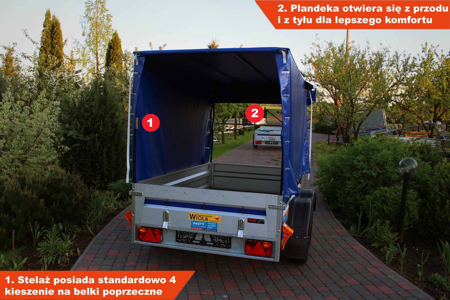 Przyczepka Wiola Krakus Plus 252x132x38 cm Tandem Plandeka 120 cm