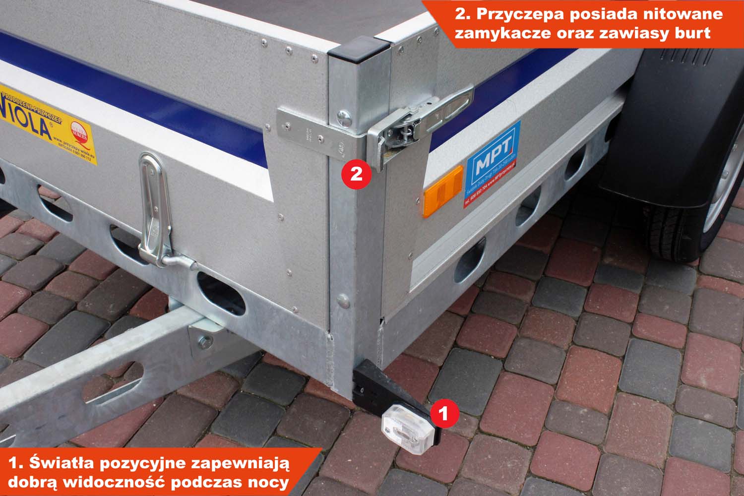 Przyczepka Wiola Mazowia Komfort + 272x132x38 cm Hamowana Tandem