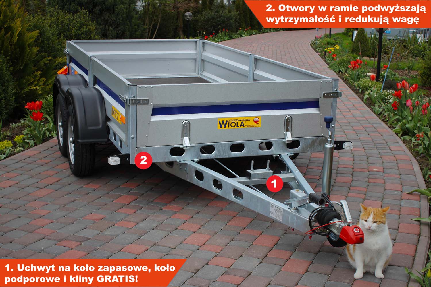 Przyczepka Wiola Mazowia Komfort + 272x132x38 cm Hamowana Tandem
