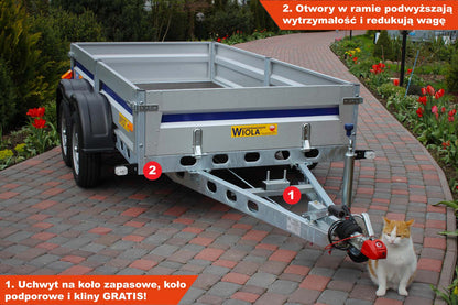 Przyczepka Wiola Mazowia Komfort + 272x132x38 cm Hamowana Tandem