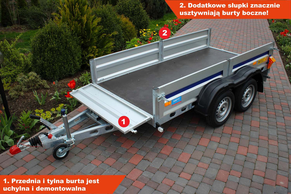 Przyczepka Wiola Mazowia Komfort + 272x132x38 cm Hamowana Tandem