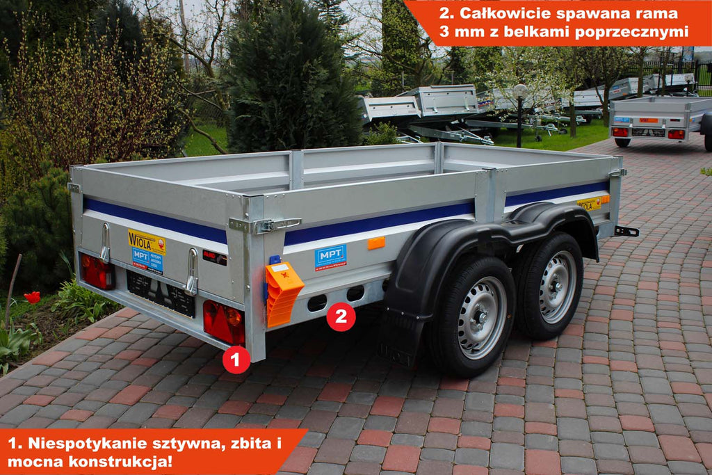 Przyczepka Wiola Mazowia Komfort + 272x132x38 cm Hamowana Tandem