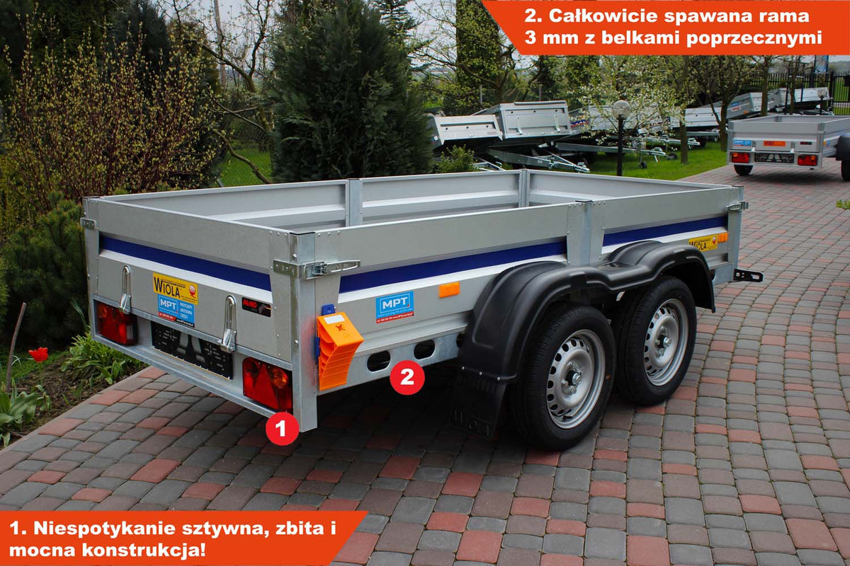 Przyczepka Wiola Mazowia Komfort + 272x132x38 cm Hamowana Tandem