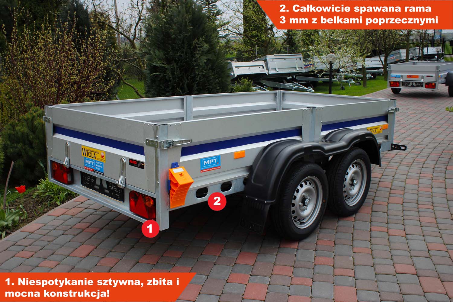 Przyczepka Wiola Mazowia Komfort + 272x132x38 cm Hamowana Tandem