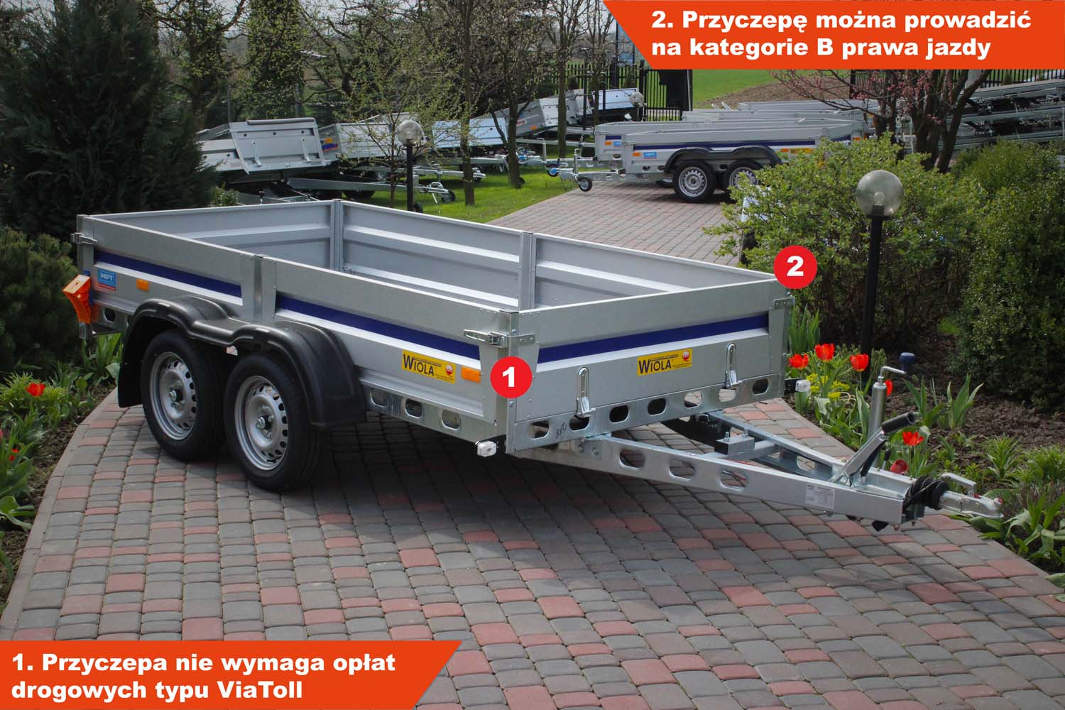 Przyczepka Wiola Mazowia Komfort + 272x132x38 cm Hamowana Tandem