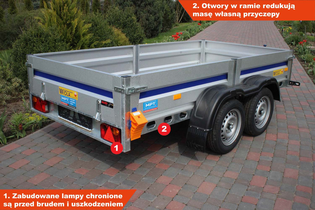 Przyczepka Wiola Mazowia Komfort + 272x132x38 cm Hamowana Tandem