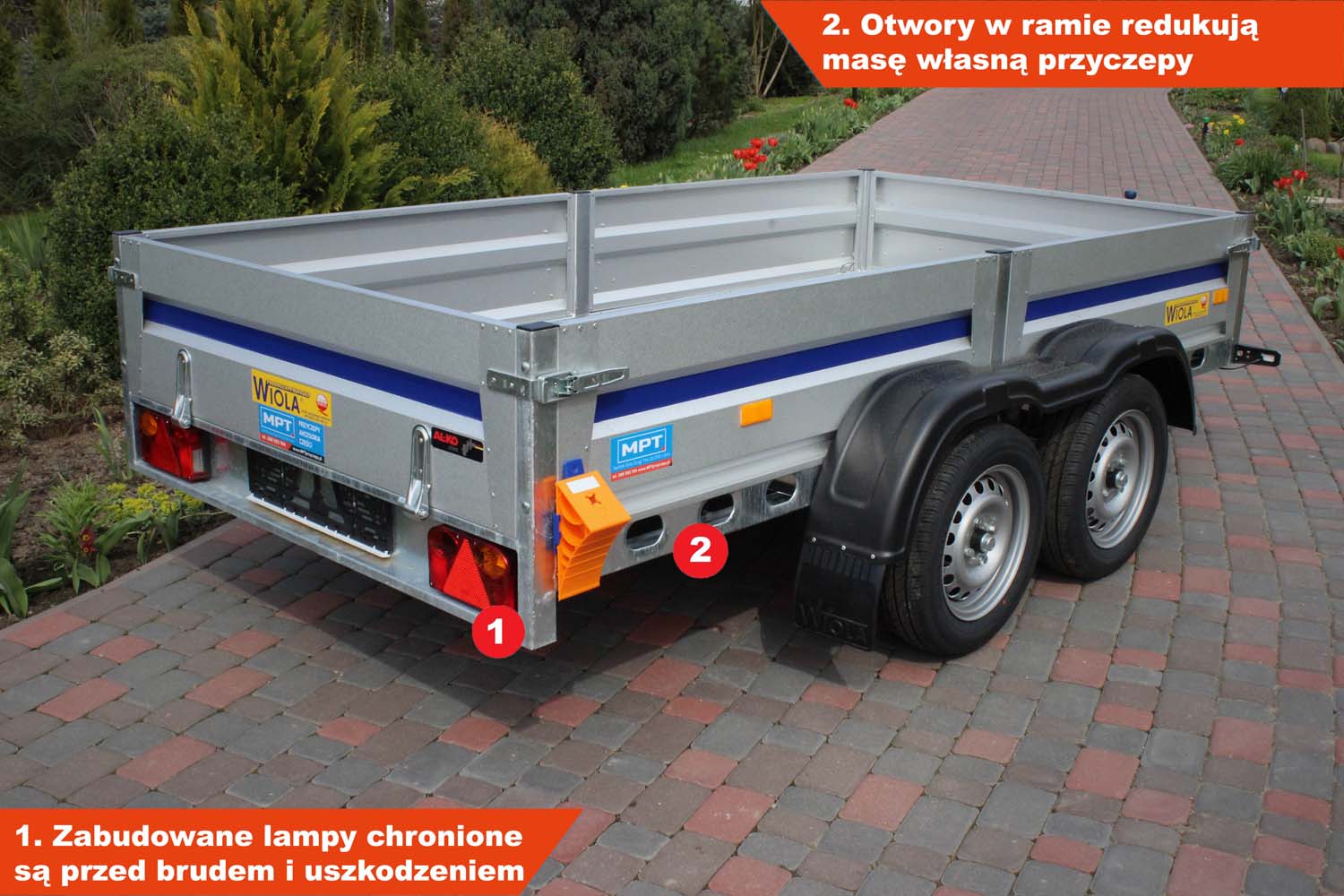 Przyczepka Wiola Mazowia Komfort + 272x132x38 cm Hamowana Tandem