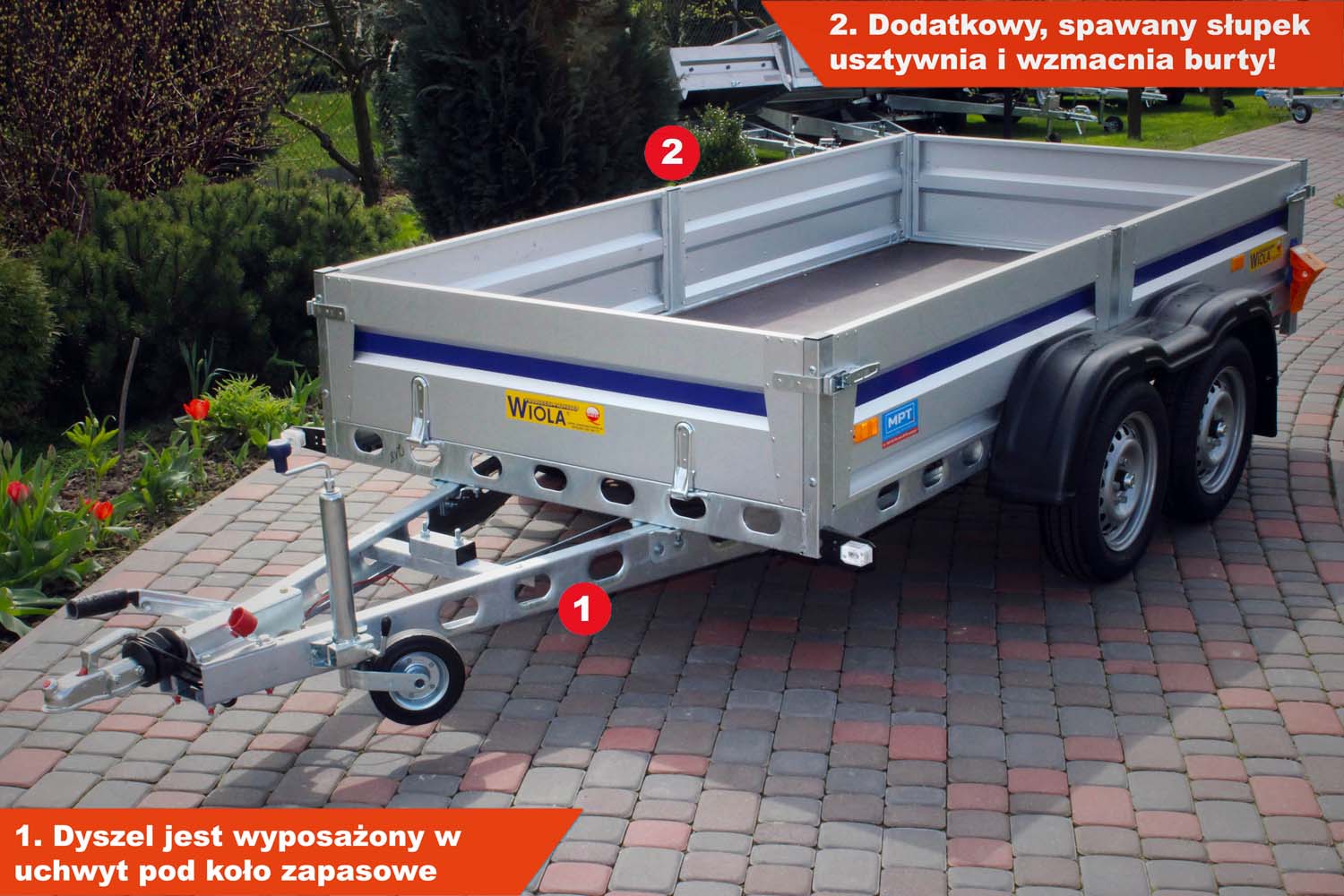 Przyczepka Wiola Silezia Komfort + 292x142x38 cm Hamowana Tandem