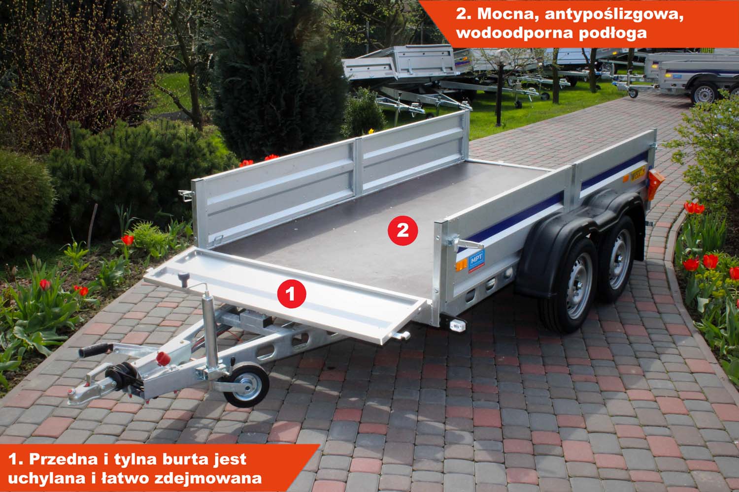 Przyczepka Wiola Silezia Komfort + 292x142x38 cm Hamowana Tandem