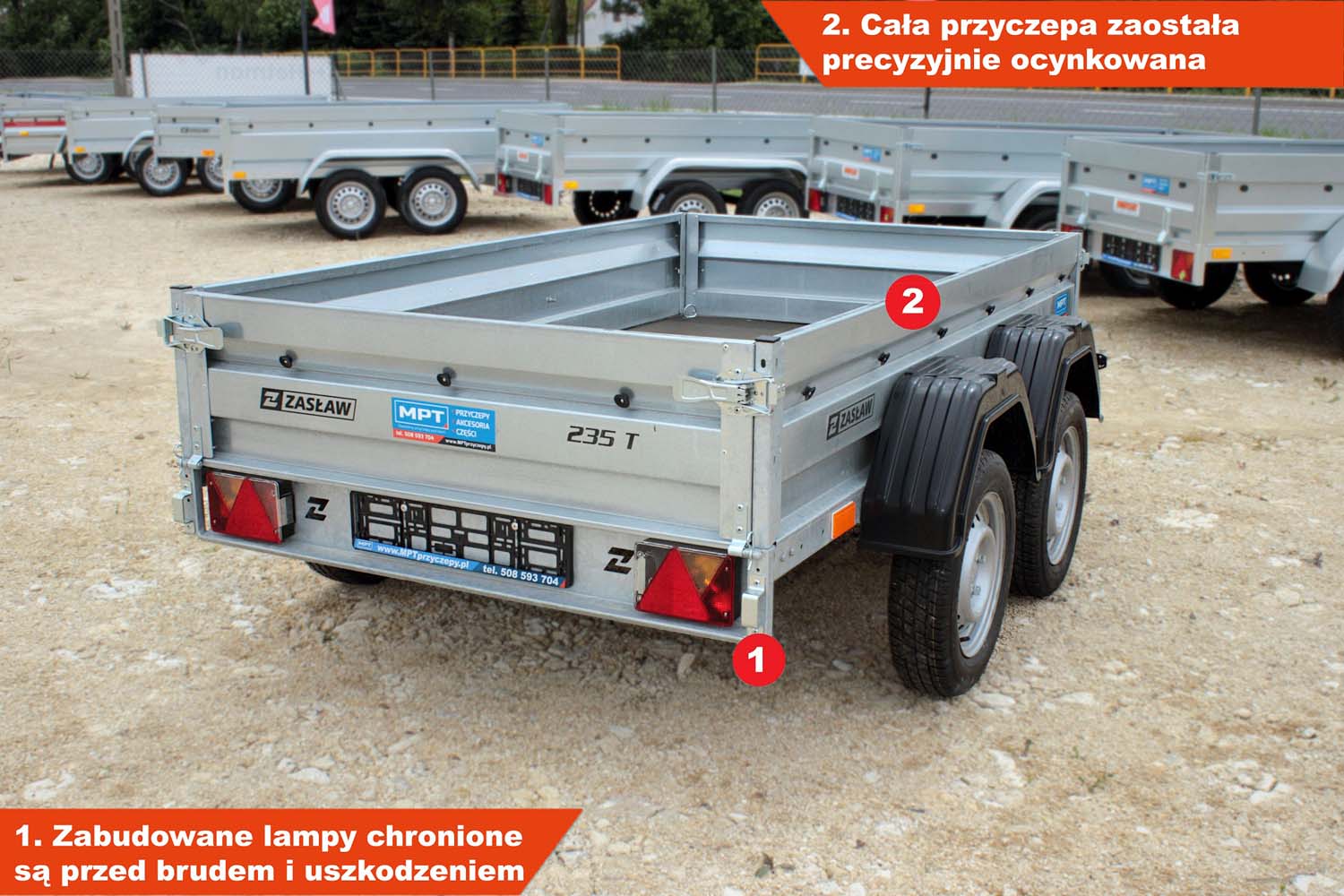 Przyczepka dwuosiowa Zasław 235T 233x132x35 cm Tandem