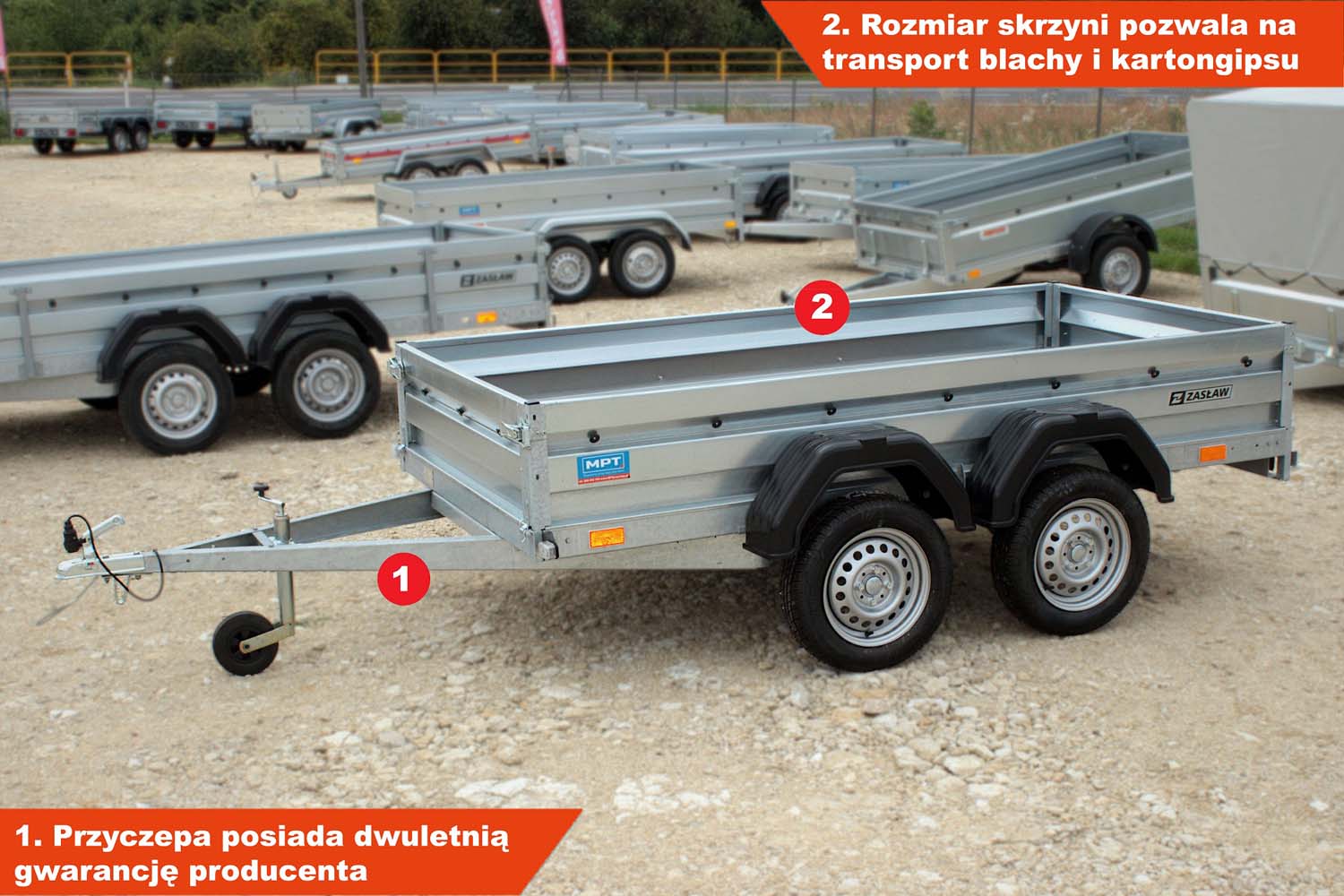 Przyczepka dwuosiowa Zasław 265T 265x132x35 cm Tandem