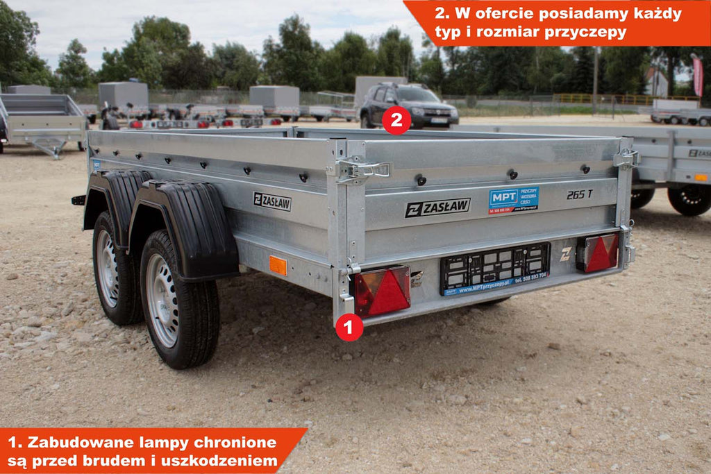 Przyczepka dwuosiowa Zasław 265T 265x132x35 cm Tandem