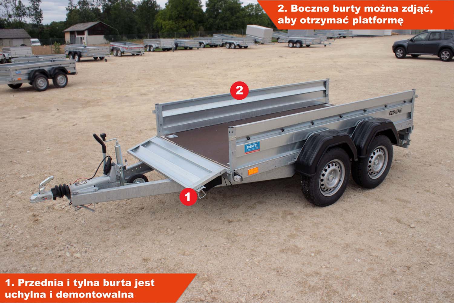 Przyczepka z Hamulcem Zasław 265TH 265x132x35 cm Tandem