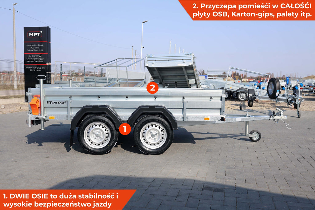 Przyczepka dwuosiowa Zasław 265T XL 265x147x35 cm Tandem