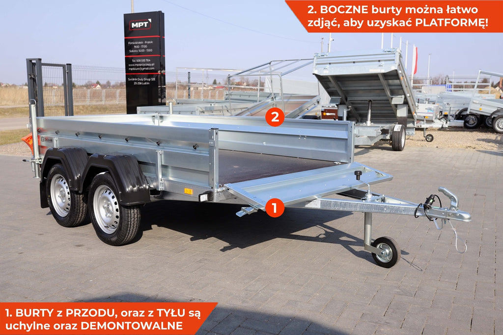 Przyczepka dwuosiowa Zasław 265T XL 265x147x35 cm Tandem