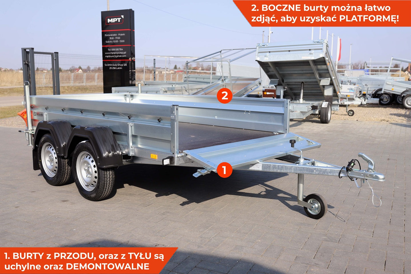 Przyczepka dwuosiowa Zasław 265T XL 265x147x35 cm Tandem