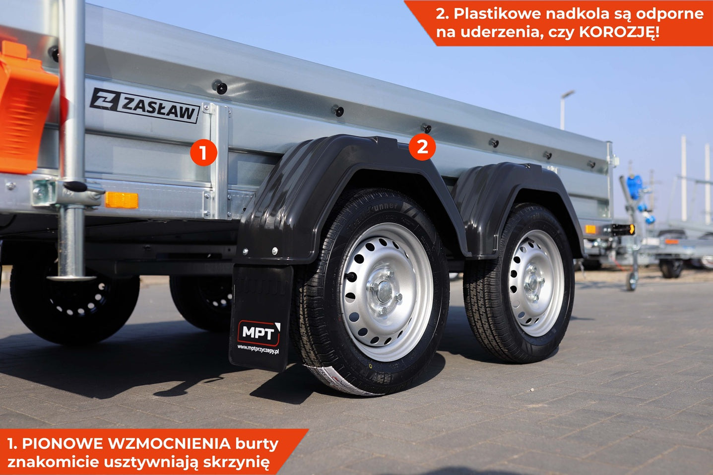 Przyczepka dwuosiowa Zasław 265T XL 265x147x35 cm Tandem