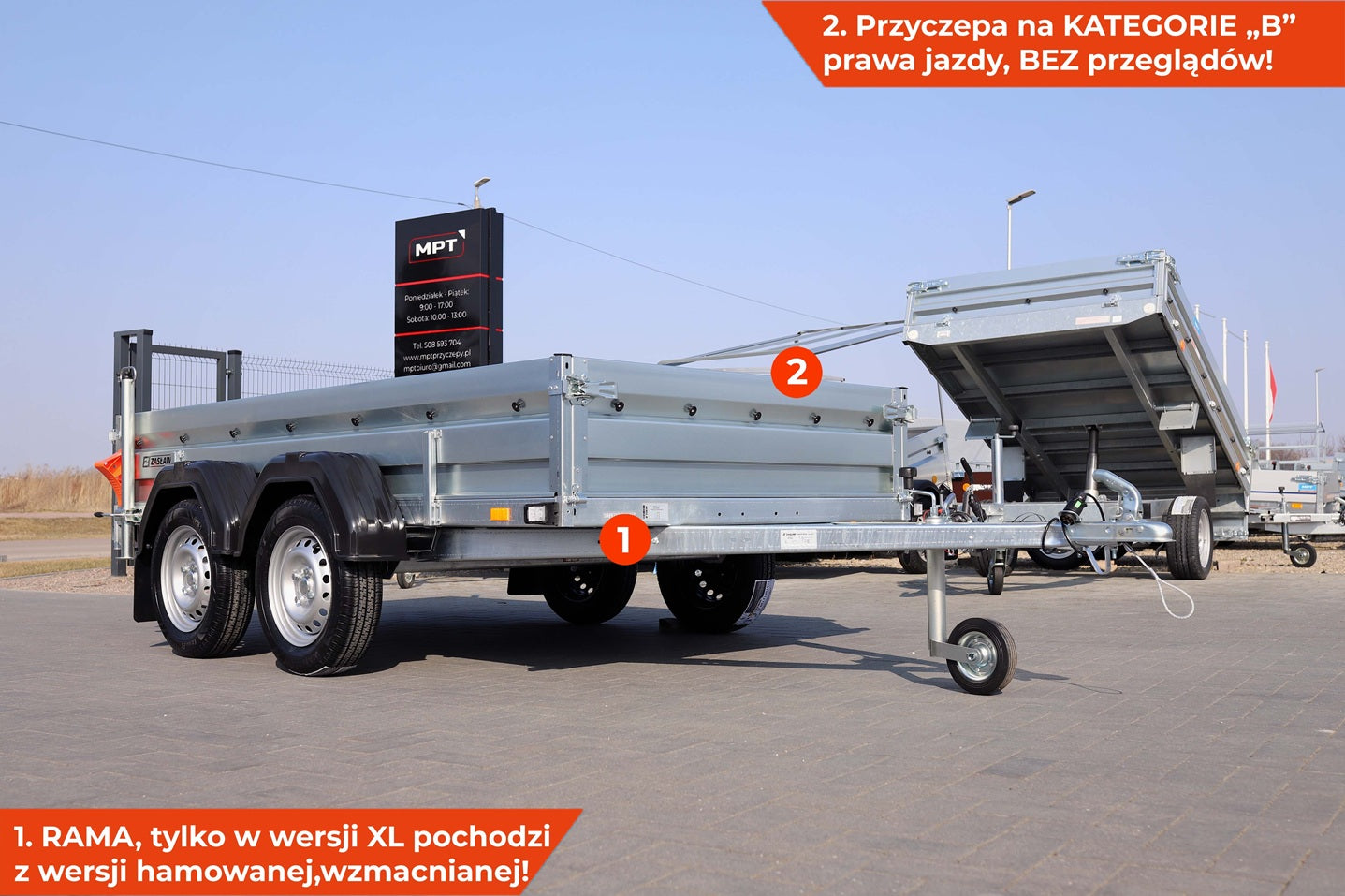 Przyczepka dwuosiowa Zasław 265T XL 265x147x35 cm Tandem