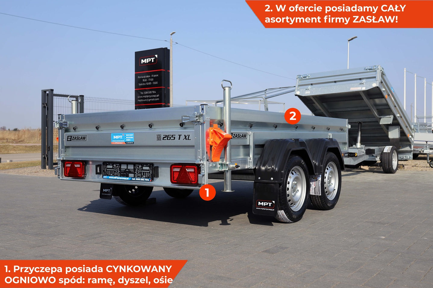 Przyczepka dwuosiowa Zasław 265T XL 265x147x35 cm Tandem