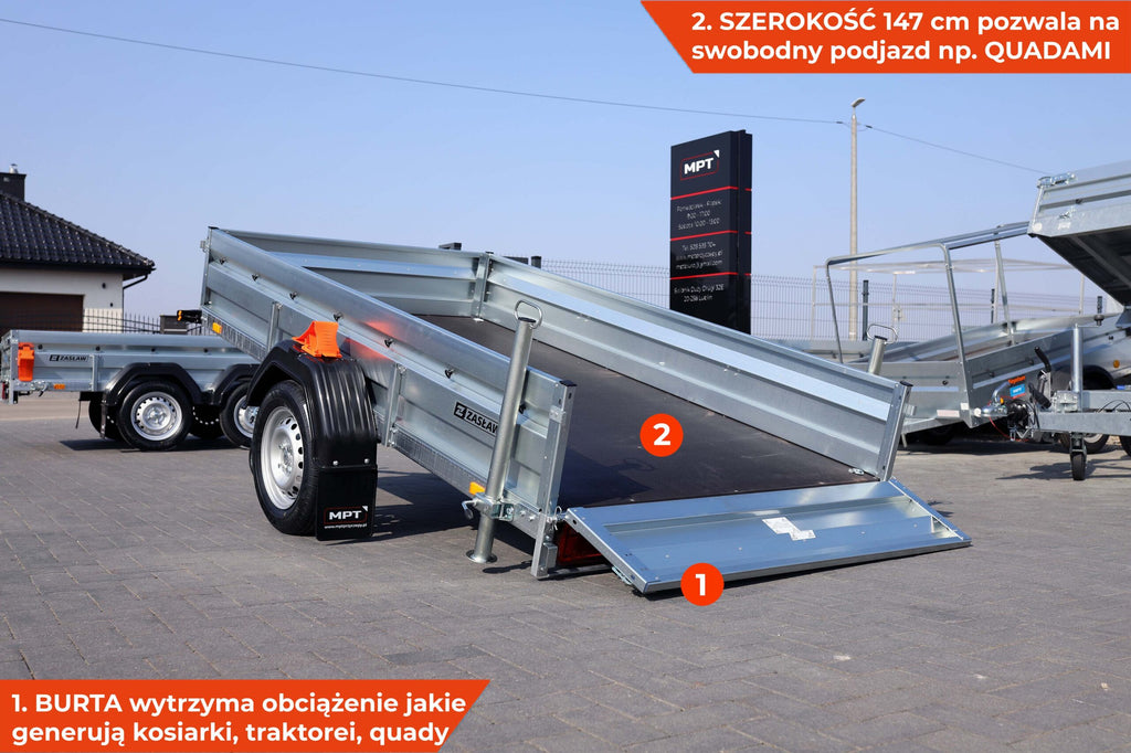 Przyczepka jednoosiowa lekka Zasław 265SU XL 265x147x35 cm