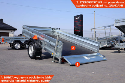 Przyczepka jednoosiowa lekka Zasław 265SU XL 265x147x35 cm