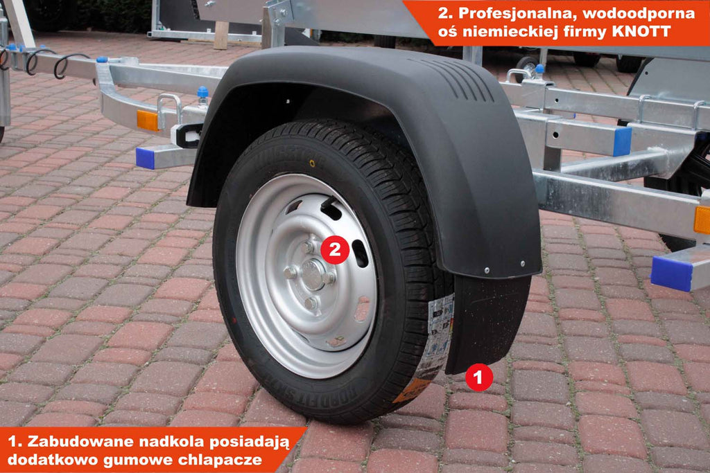 Przyczepka podłodziowa Faro Aqua pod łódkę, ponton 3-4,5 m na ślizgach