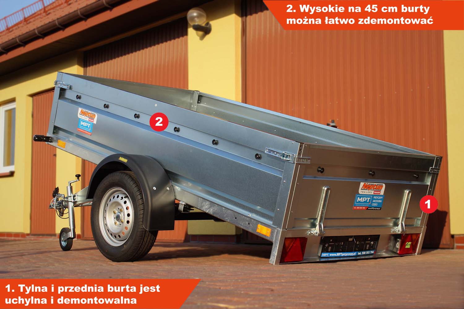 Przyczepka Neptun N7-236 prr 236x129x45 cm Resory GN180