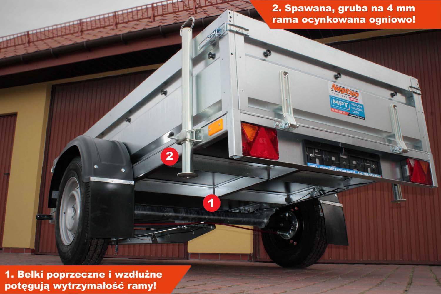 Przyczepka Neptun N16-253 pro 253x129x45 cm Hamowana