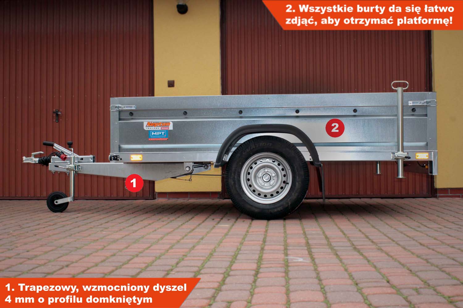 Przyczepka Neptun N16-253 pro 253x129x45 cm Hamowana